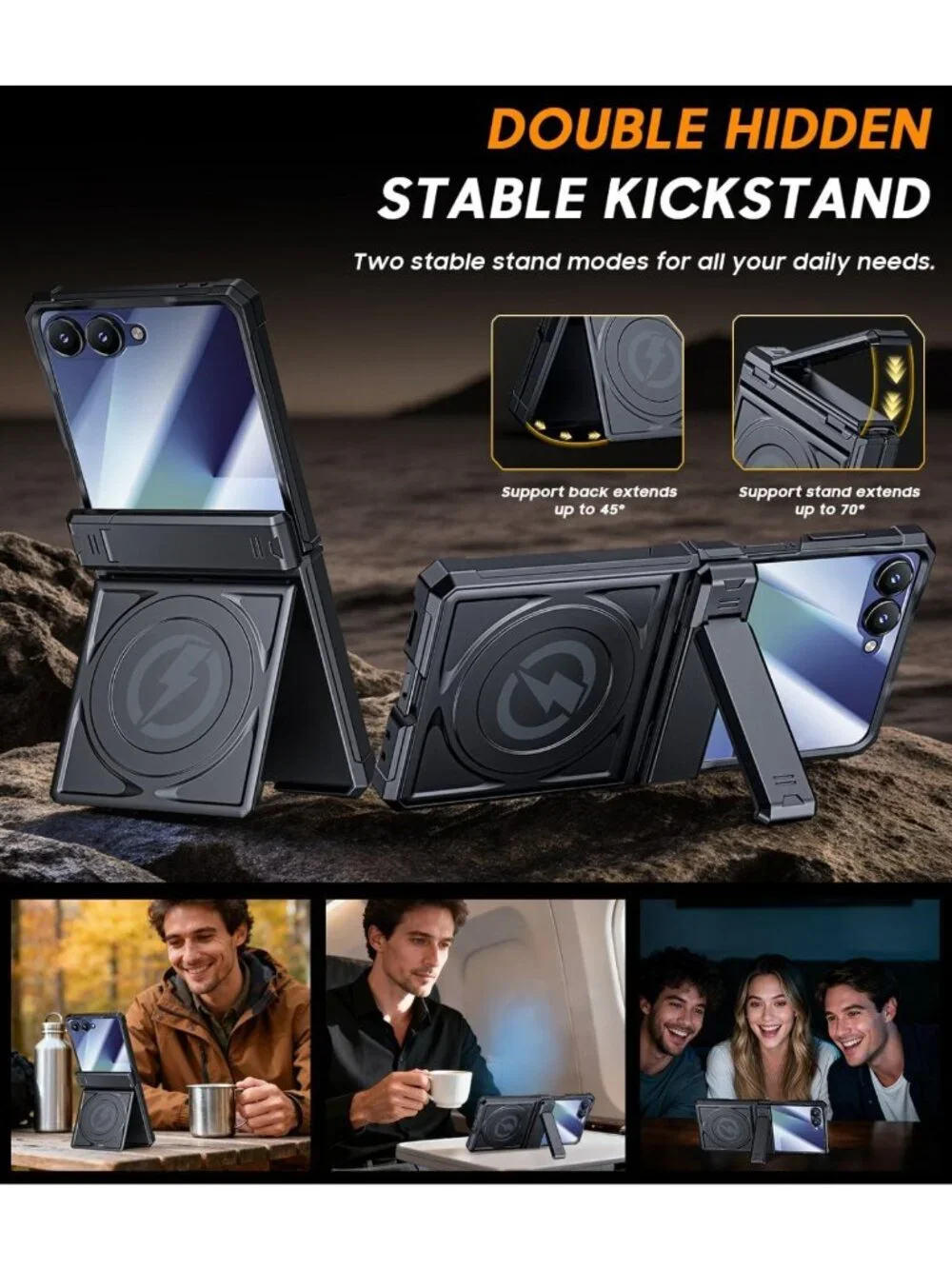 Military Grade Magnetic Case for Galaxy Z Flip 7 - Heavy Duty, Dual Kickstand